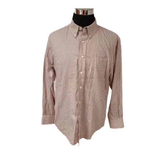 Steve & Barry's Mens Large Cream Red Check Long Sleeve Button Up Shirt - Picture 1 of 12